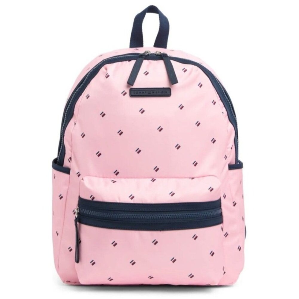 Tommy Hilfiger Pink Portland Navy Blue Large Backpack Laptop Case School Bag